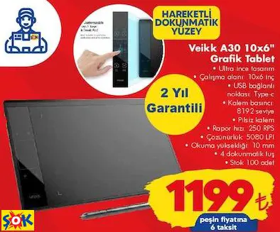 VEİKK A30 10X6 GRAFİK TABLET